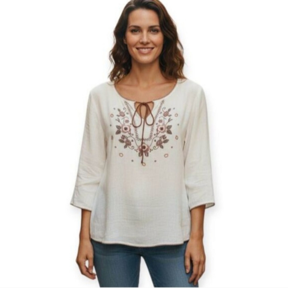 TASTY BOHO-INSPIRED CREAM BLOUSE SZ.S EUC.